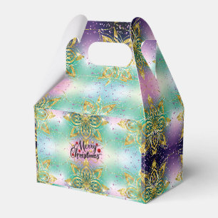 Elegant Pink purple green holiday Snowflakes stars Favour Box