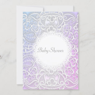 ELEGANT Pink purple  LACE BABY SHOWER INVITATION