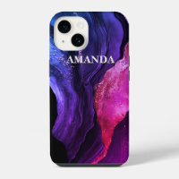 Elegant pink purple marble art faux glitter