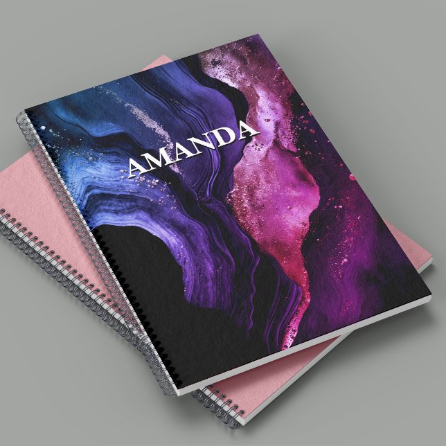 Elegant pink purple marble art faux glitter  notebook (Creator Uploaded)