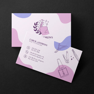 Elegant Pink & Purple Nail Technician Manicurist Business Card