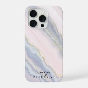 Elegant Pink Purple Pastel Marble Customisable iPhone 15 Pro Case