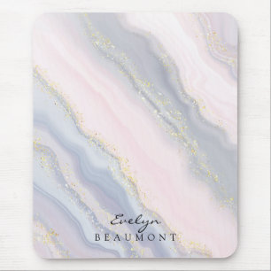 Elegant Pink Purple Pastel Marble Customisable Mouse Pad