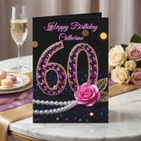 Elegant Pink Purple Rose Amethyst 60th Birthday