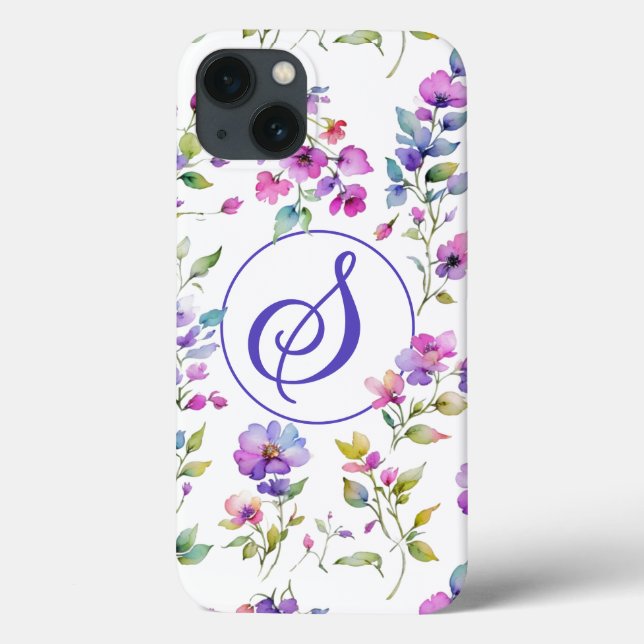 Elegant pink purple watercolor wildflowers  Case-Mate iPhone case (Back)