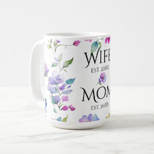 Elegant pink purple watercolor wildflowers Mum Coffee Mug