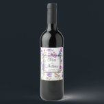 Elegant pink purple watercolor wildflowers  wine label<br><div class="desc">Watercolor eucalyptus greenery green foliage. Perfect for spring, summer, or fall events. Beautiful green foliage watercolor artwork for country, boho, garden, and floral theme occasions. To get started changing names and event details, click on "Personalise this template" and edit the wording in the template boxes. To access the more advanced...</div>