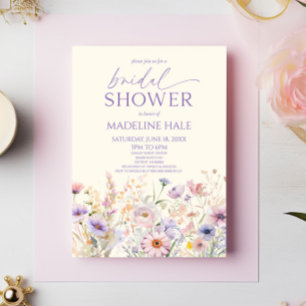 Elegant Pink Purple Wildflower Bridal Shower Invitation