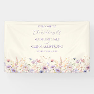 Elegant Pink Purple Wildflower Meadow Wedding Banner
