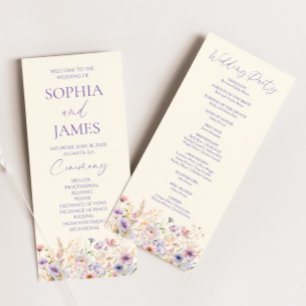 Elegant Pink Purple Wildflower Meadow Wedding Program