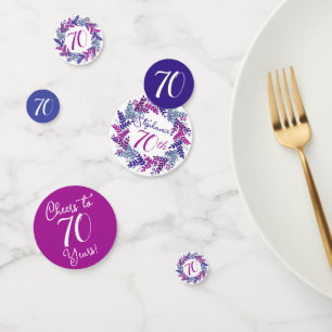 Elegant Pink Purple Wreath 70th Birthday Confetti