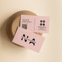 Elegant Pink QR Code Monogram Logo Boho Girly