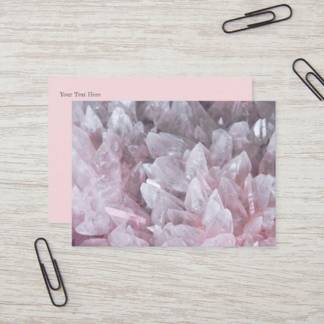 Elegant Pink Quartz Gem Mind Body Spirit Energy Business Card (Front/Back In Situ)