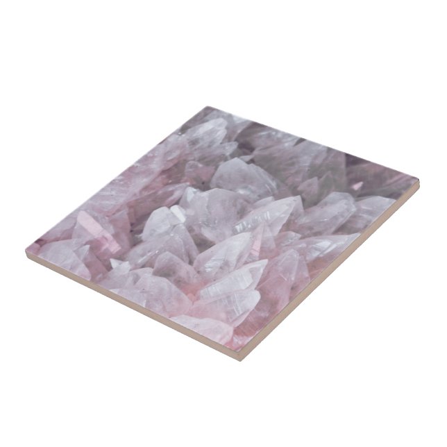 Elegant Pink Quartz Gem Mind Body Spirit Energy Ceramic Tile (Side)