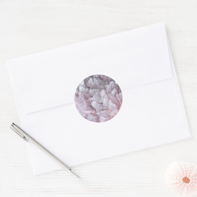 Elegant Pink Quartz Gem Mind Body Spirit Energy Classic Round Sticker (Envelope)