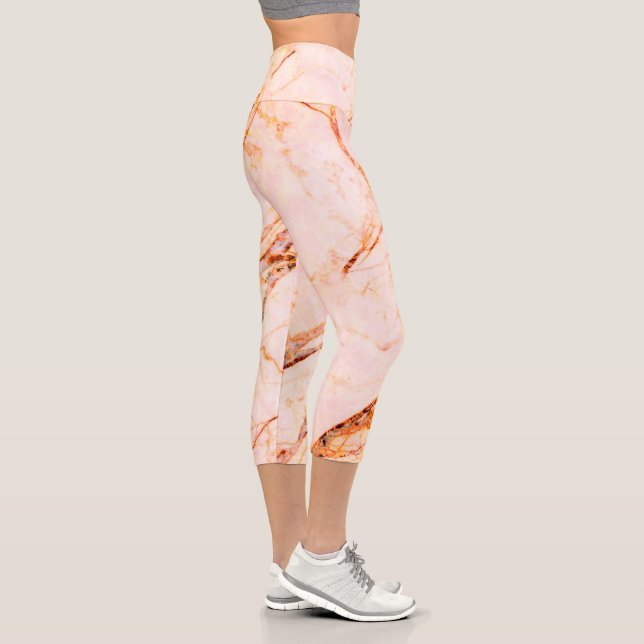 Elegant Pink Quartz Marble Capri Leggings (Right)