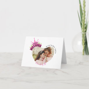 Elegant Pink Queen Crown Happy Mothers Day Photos Thank You Card