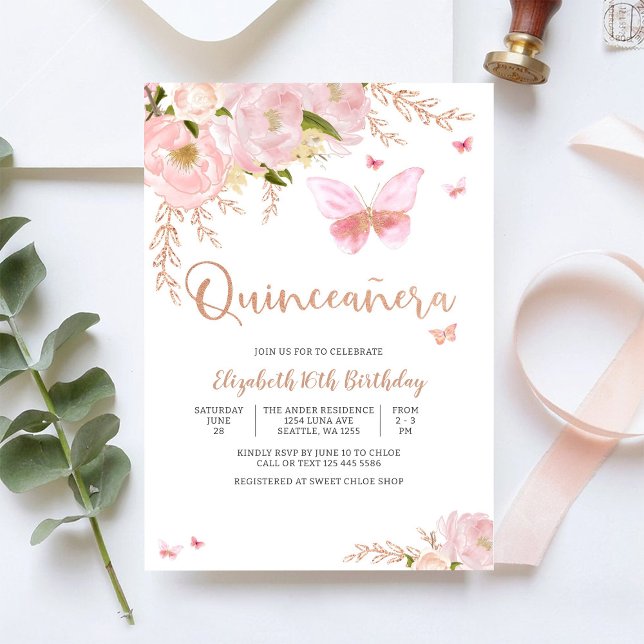 Elegant Pink Quinceañera Invitation (Creator Uploaded)