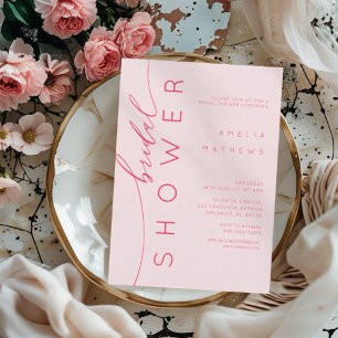 Elegant Pink & Red Bridal Shower Invitation