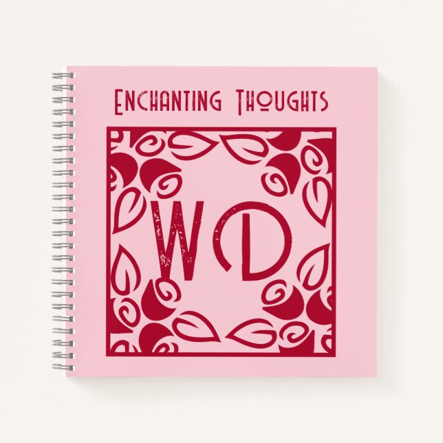 Elegant Pink, Red Floral Art, Personalised Journal (Front)