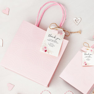 Elegant Pink & Red Floral Bridal Shower Thank You Gift Tags