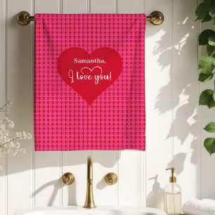 Elegant Pink Red Hearts Valentine Bath Towel
