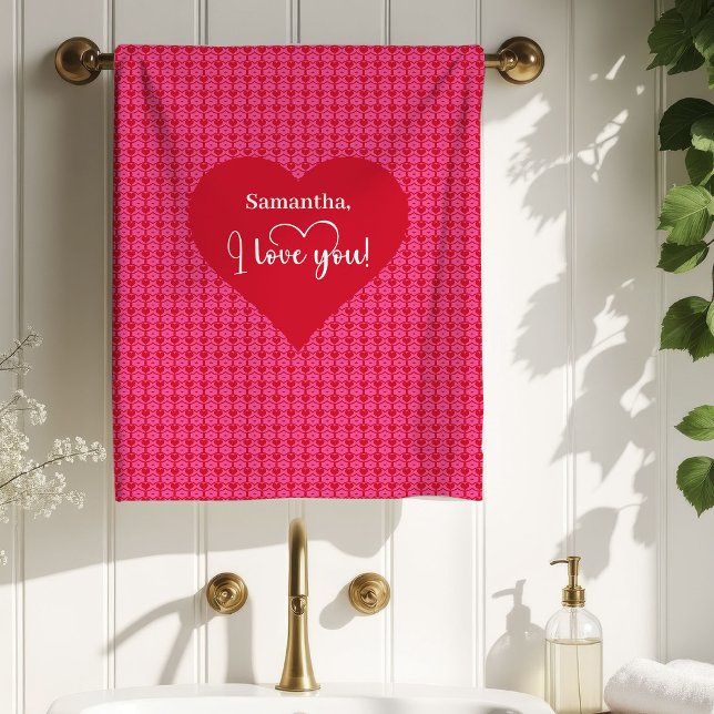 Elegant Pink Red Hearts Valentine Bath Towel (Elegant Pink Red Hearts Valentine Bath Towel)