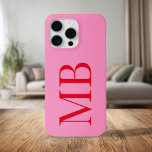 Elegant Pink Red Minimalist Initial Monogram iPhone 15 Pro Max Case<br><div class="desc">Elegant Pink Red Minimalist Initial Monogram iPhone Case</div>