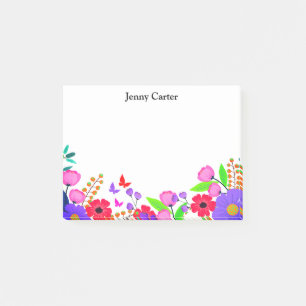 Elegant Pink Red Purple Flowers And Butterfly Post-it Notes