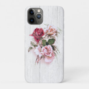 Elegant Pink & Red Roses on Whitewashed Wood Case-Mate iPhone Case