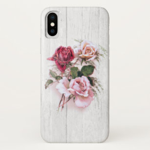 Elegant Pink & Red Roses on Whitewashed Wood Case-Mate iPhone Case