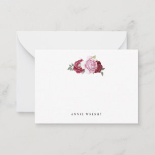 Elegant Pink Red Roses Personalised Stationery Card