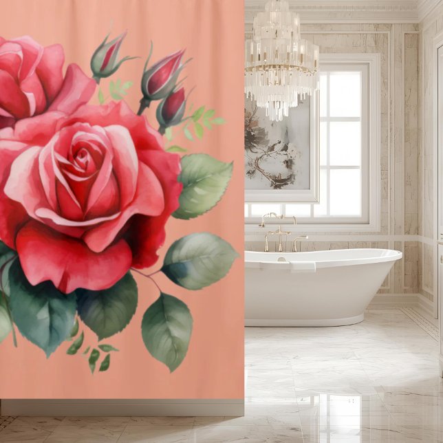 Elegant Pink Red Roses Shower Curtain (Creator Uploaded)