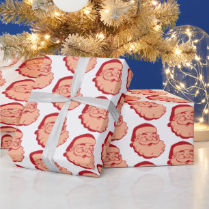 Elegant Pink Red Santa Claus Pattern Wrapping Paper