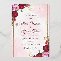 Elegant Pink & Red Wedding Announcement