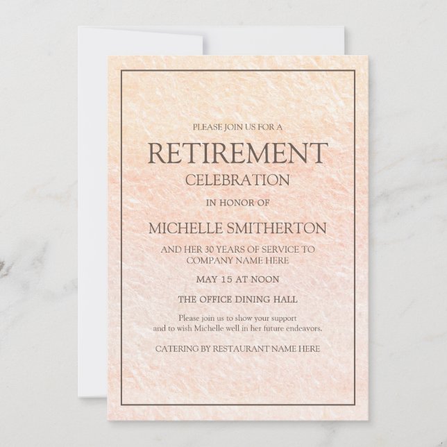 Elegant Pink Retirement Party Invitation (Front)