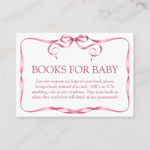 Elegant Pink Ribbon Books For Baby Enclosure Card