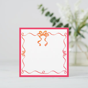 Elegant Pink Ribbon I Thank You, Girly Desk Gift Card