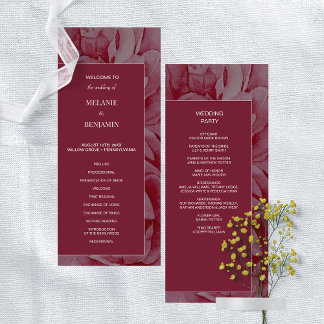 Elegant Pink Romantic Floral Wedding Program