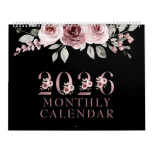 Elegant Pink Rose 2026 Calendar