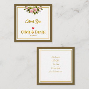 Elegant Pink Rose and Gold Script Thank You Card