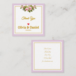 Elegant Pink Rose and Gold Script Thank You Card