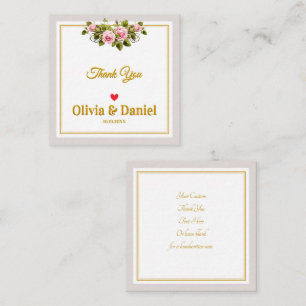 Elegant Pink Rose and Gold Script Thank You Card