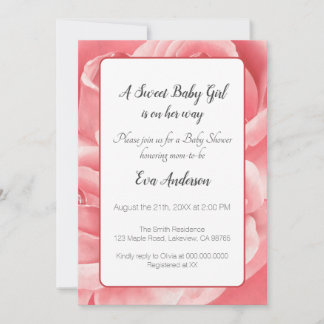 Elegant Pink Rose Baby Shower Invitation