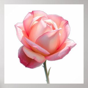 Elegant Pink Rose Blossom on Stem Poster