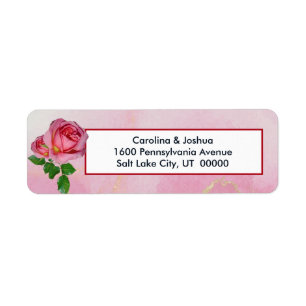 Elegant Pink Rose Bouquet Floral Return Address Label