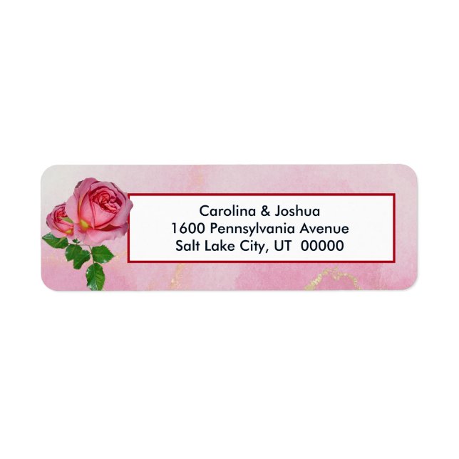 Elegant Pink Rose Bouquet Floral Return Address Label (Front)