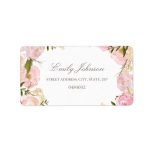 Elegant Pink Rose Bridal Shower Address Labels
