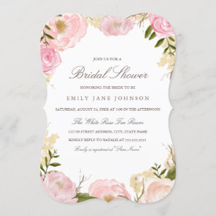 Elegant Pink Rose Bridal Shower Invite