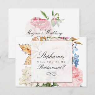 Elegant Pink Rose Bridesmaid Card